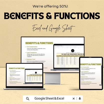 Pay Equity and Transparency Analyzer HR Template | Salary Analysis Dashboard | Equal Pay Compliance Tool | Excel & Google Sheets