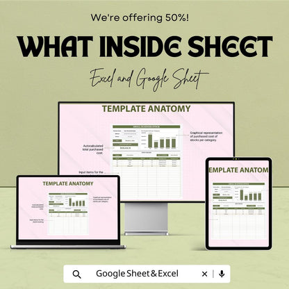 Small Business Stock Template | Inventory Tracker Excel and Google Sheets | Stock Management Spreadsheet | Sales & Inventory Tool