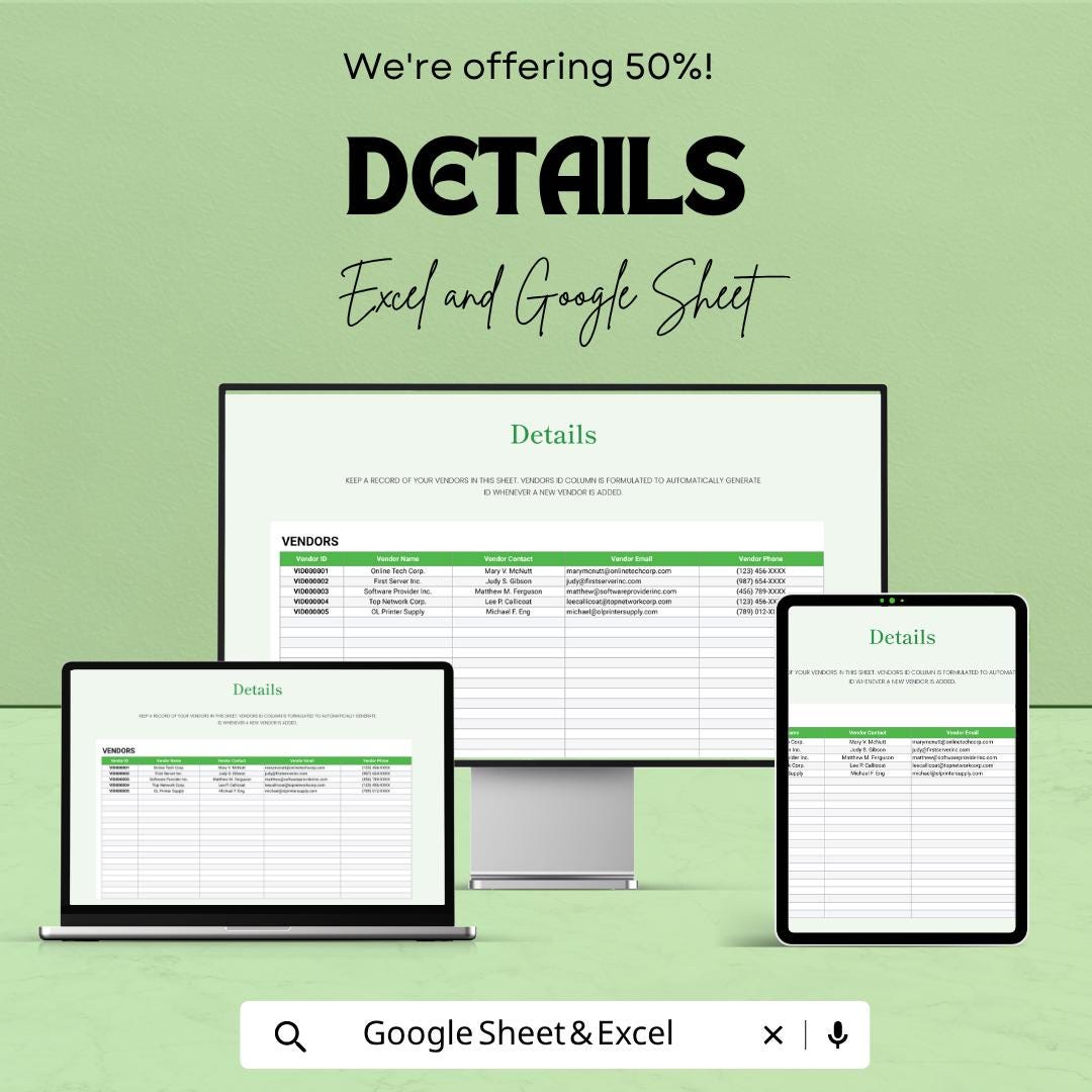 Purchase Order Log Template | IT Purchase Tracker Excel | PO Tracking Sheet | Order Management Spreadsheet | Google Sheets Purchase Log