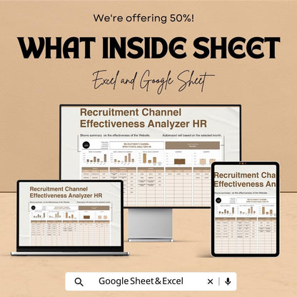Recruitment Channel Effectiveness Analyzer HR Template | Hiring Channel Performance Dashboard | HR Analytics Spreadsheet