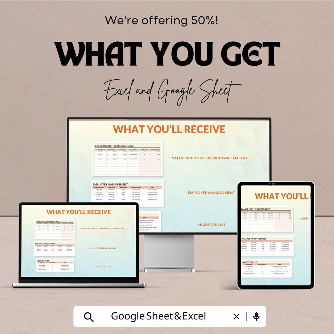 Sales Incentive Breakdown Template | Excel & Google Sheets | Commission Tracker | Sales Bonus Calculator | Incentive Plan Spreadsheet