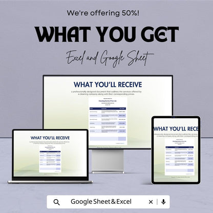 Sample Cleaning Service Price List Sheet - Excel & Google Sheets Template for Service Pricing and Estimates