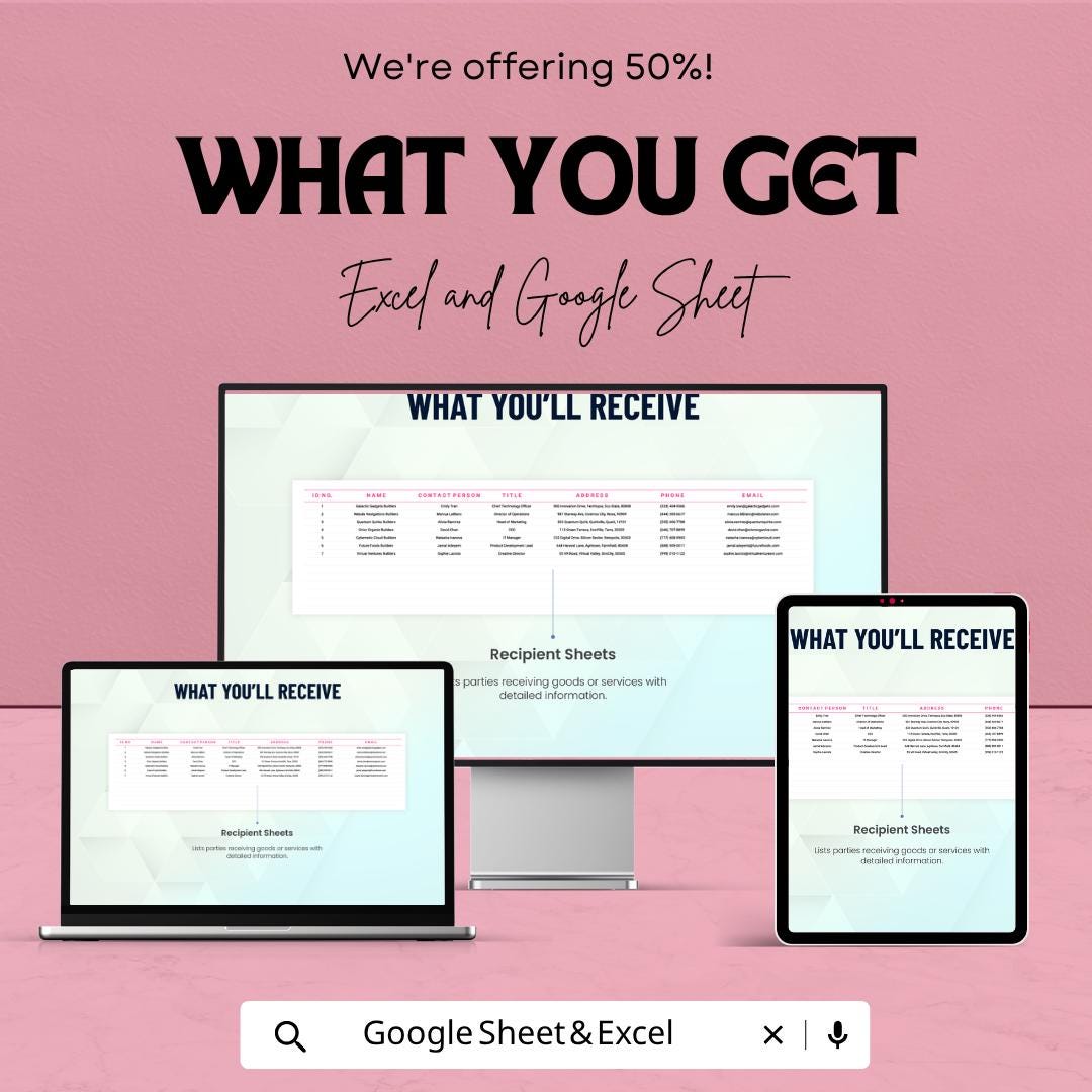 Proforma Purchase Order Template | Purchase Order Spreadsheet | Business Order Form Template | Excel & Google Sheets | Vendor Order Tracker