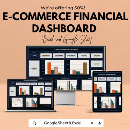 E-commerce Financial Dashboard - Excel and Google Sheet Template for Sales, Expenses, Profit Tracking & Budgeting - Instant Download
