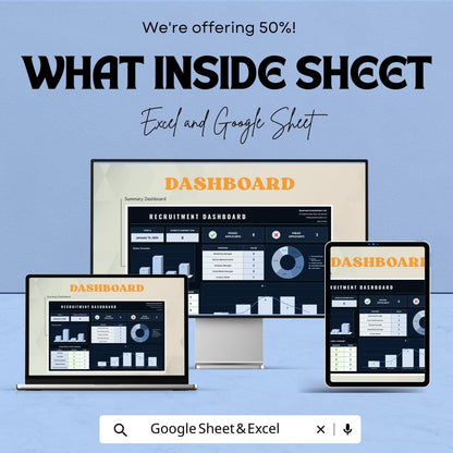 Recruitment Dashboard HR Sheet | Google Sheets & Excel Template | Hiring Tracker | Job Applicant Tracker | HR KPI Dashboard