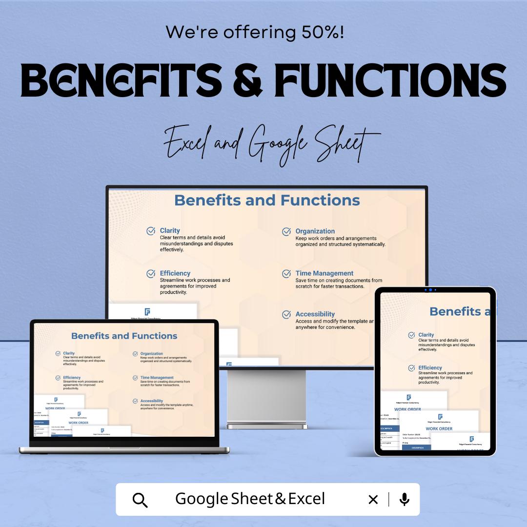 Work From Home Service Order Sheet | Google Sheets & Excel | Remote Work Agreement Template | Editable Work Order Form | Freelancer Invoice