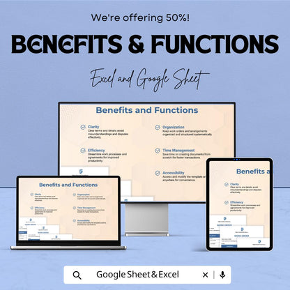 Work From Home Service Order Sheet | Google Sheets & Excel | Remote Work Agreement Template | Editable Work Order Form | Freelancer Invoice