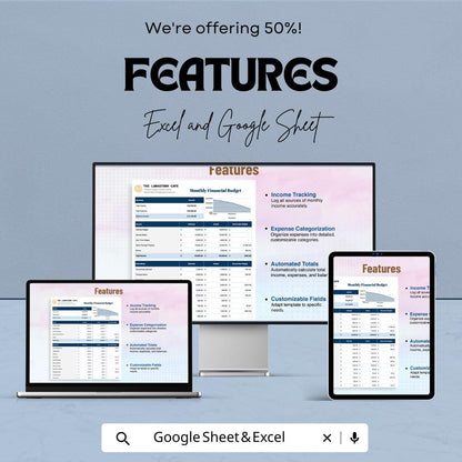 Monthly Financial Budget Template | Income & Expense Tracker | Monthly Money Planner | Budget Spreadsheet | Personal Finance Template