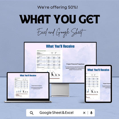 Project Financial Projections Template | Project Forecasting Spreadsheet | Revenue and Expense Forecast Template | Financial Planning Model