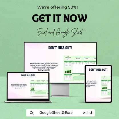 Sales Monthly Commission Tracker Template | Sales Incentive Achievement Tracker | Commission Spreadsheet | Excel & Google Sheets