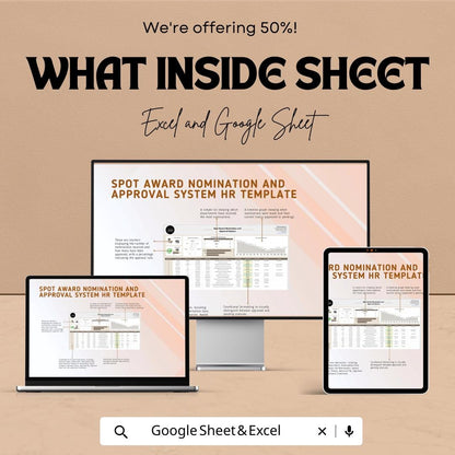 Spot Award Nomination and Approval System HR Template | Employee Recognition Tracker | Excel & Google Sheets HR Tool