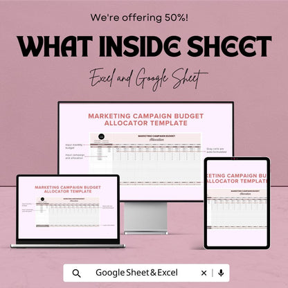 Marketing Campaign Budget Allocator Sheet | Excel and Google Sheets Template | Budget Allocation & ROI Optimization Tool