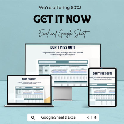 Basic Sales Forecast Template | Excel and Google Sheets | Sales Projection Spreadsheet | Revenue Forecast Planner | Sales Trend Tracker |