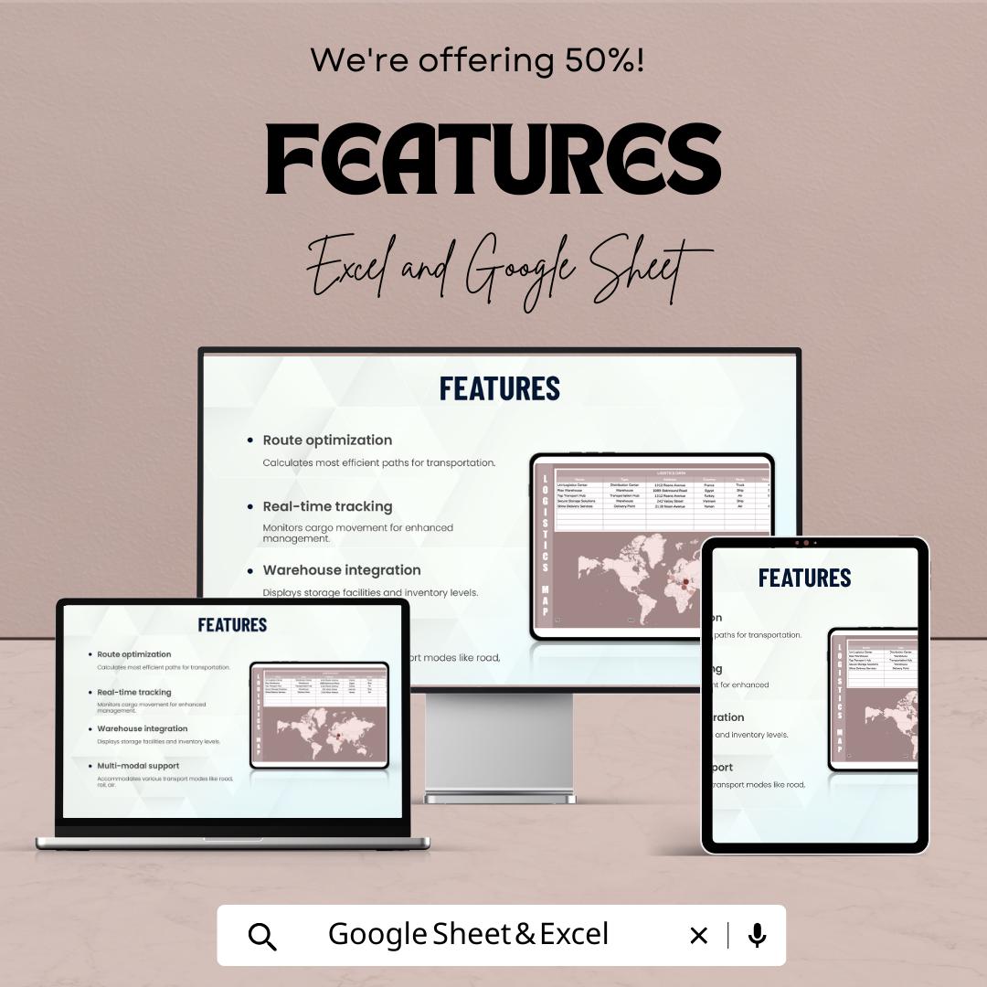 Logistics Map Template Excel & Google Sheets | Supply Chain Tracker | Shipping Route Planner | Warehouse Distribution Map