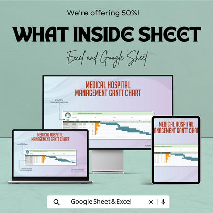 Medical Hospital Management Gantt Chart Template | Excel & Google Sheets Healthcare Project Planner | Hospital Scheduling Spreadsheet