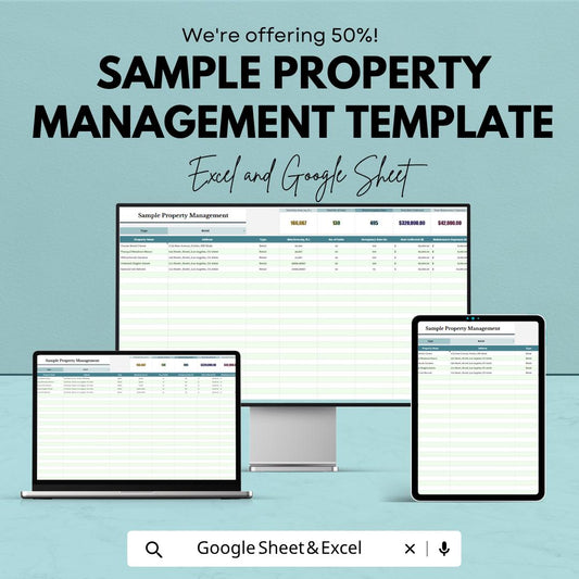 Property Management Template | Rental Property Tracker | Real Estate Portfolio Spreadsheet | Landlord Management Dashboard
