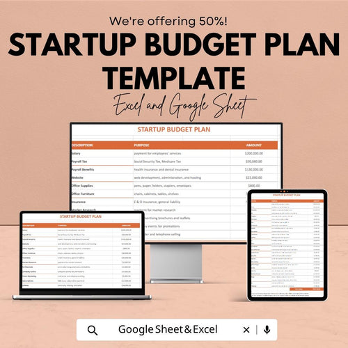 Startup Budget Plan Template | Business Budget Spreadsheet | Startup Financial Planning Sheet | Excel & Google Sheets | Expense Tracker
