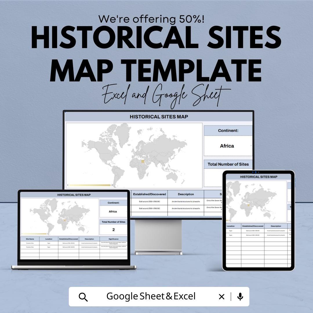 Historical Sites Map Template | Interactive Historical Landmark Database | Digital Geography and History Tool