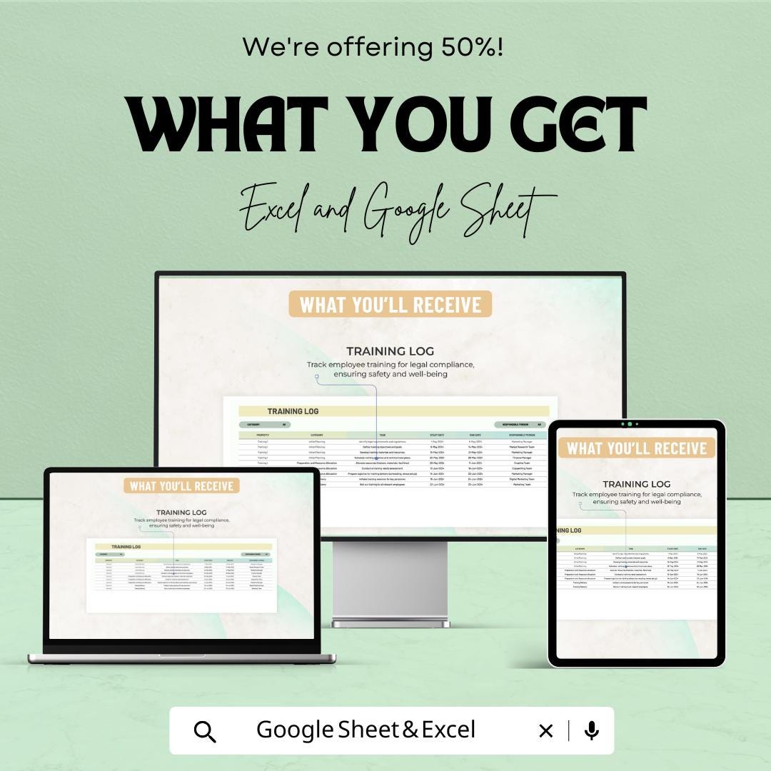 Health and Safety Legal Compliance Training Timeline Sheet | Google Sheets Template | Employee Safety & Training Tracker | Instant Download