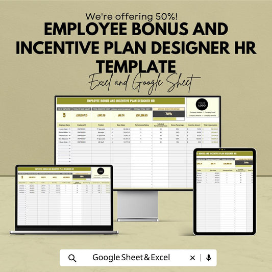 Employee Bonus Incentive Plan Template Excel Google Sheets, HR Bonus Calculator, Employee Performance Bonus Tracker, HR Management Tool