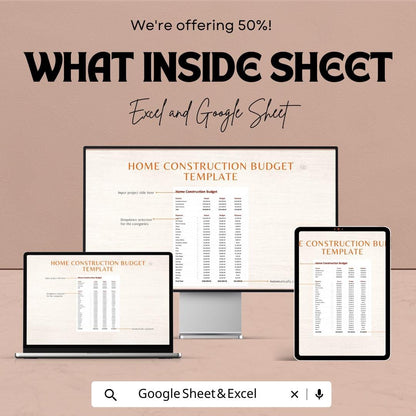 Home Construction Budget Template | Building Project Cost Tracker | Construction Expense Planner | House Budget Spreadsheet