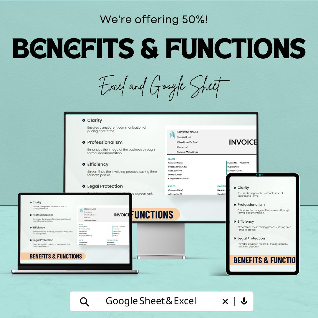 Basic Proforma Invoice Template | Excel & Google Sheet | Business Invoice Format | Editable Proforma Bill Template | Printable Invoice Sheet