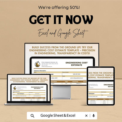 Engineering Cost Estimate Template | Excel & Sheets