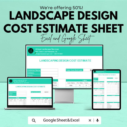 Landscape Cost Estimate Sheet | Landscaping Budget Google Sheet & Excel | Garden Project Tracker