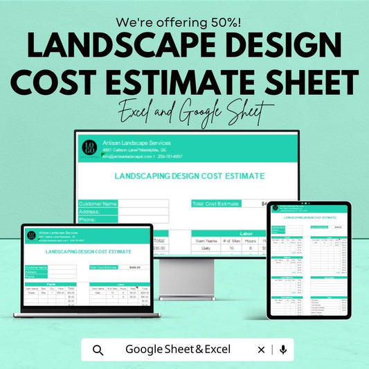 Landscape Cost Estimate Sheet | Landscaping Budget Google Sheet & Excel | Garden Project Tracker