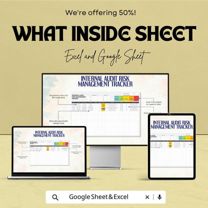 Internal Audit Risk Management Tracker Template, Risk Register Spreadsheet, Compliance Risk Log, Audit Risk Assessment Tool