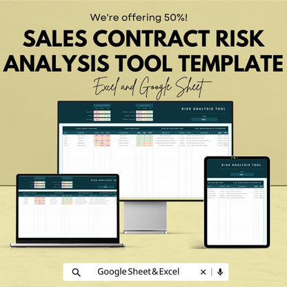 Sales Contract Risk Analysis Tool Template, Excel & Google Sheets, Contract Risk Tracker, Risk Assessment Spreadsheet, Business Risk Planner