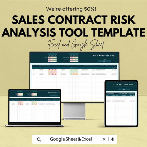 Sales Contract Risk Analysis Tool Template, Excel & Google Sheets, Contract Risk Tracker, Risk Assessment Spreadsheet, Business Risk Planner