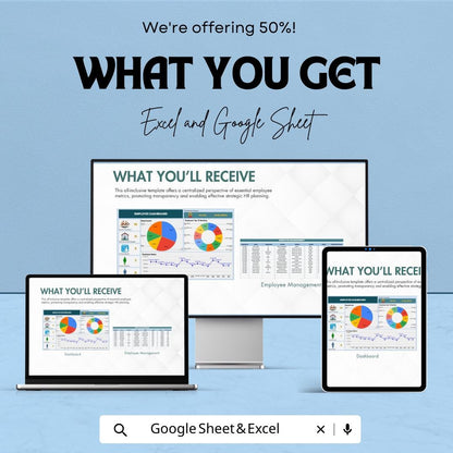 Employee Dashboard Template - Google Sheet | Employee Performance Tracker | HR Metrics | Work Hours, Salary, & Productivity Analysis