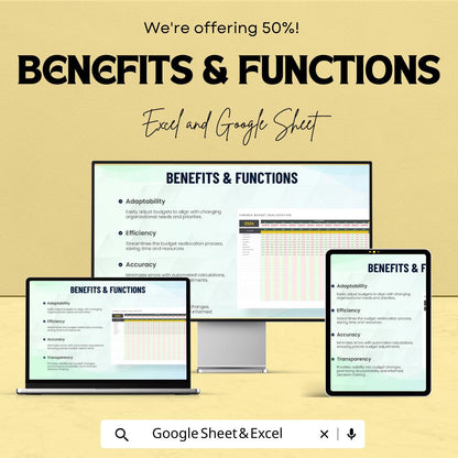 Finance Budget Reallocation Template | Excel & Google Sheets | Budget Adjustment Planner | Financial Reallocation Spreadsheet