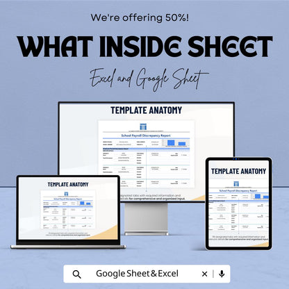 School Payroll Discrepancy Report Template | Payroll Error Tracking Spreadsheet | Employee Payroll Audit Form | Finance & HR School