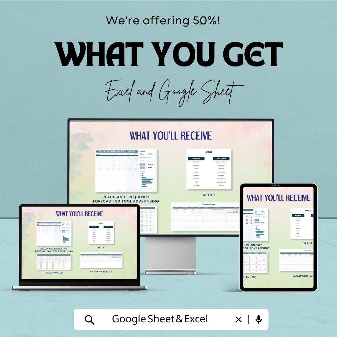 Reach and Frequency Forecasting Tool | Advertising Forecast Template | Media Planning Spreadsheet | Campaign Reach Calculator