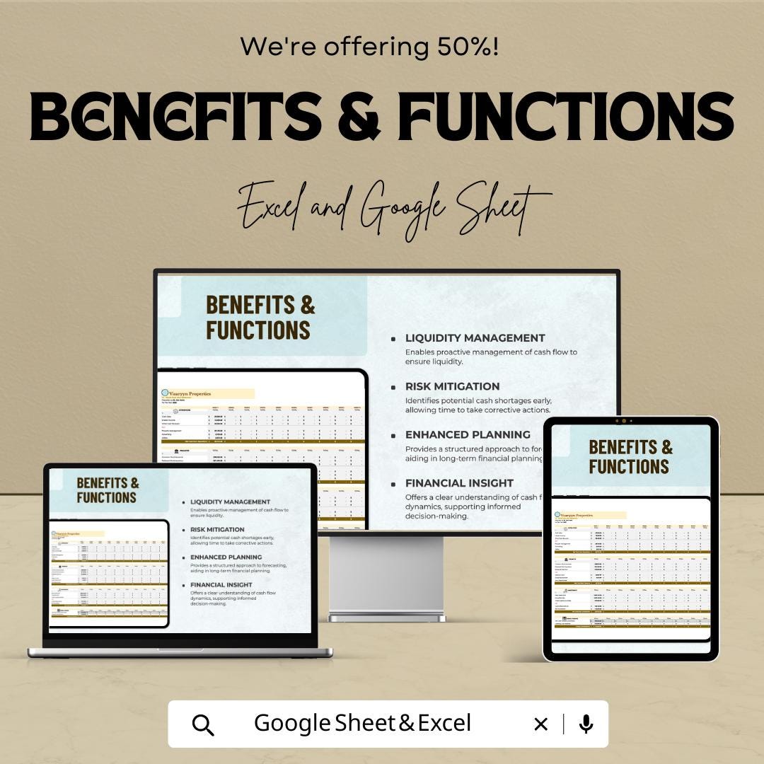 13 Week Cash Flow Template | Weekly Cash Flow Forecast Spreadsheet | Business Cash Flow Tracker | Excel and Google Sheets Financial Planner