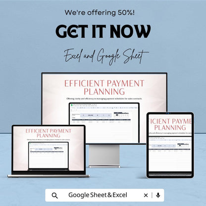 Sales Contract Payment Schedule Template, Excel & Google Sheets, Client Payment Tracker, Installment Planner, Business Contract Spreadsheet