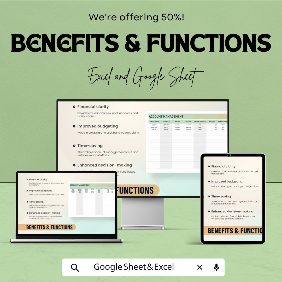 Account Tracker | Payment Log | Account Organizer | Finance Tracker | Small Business Spreadsheet
