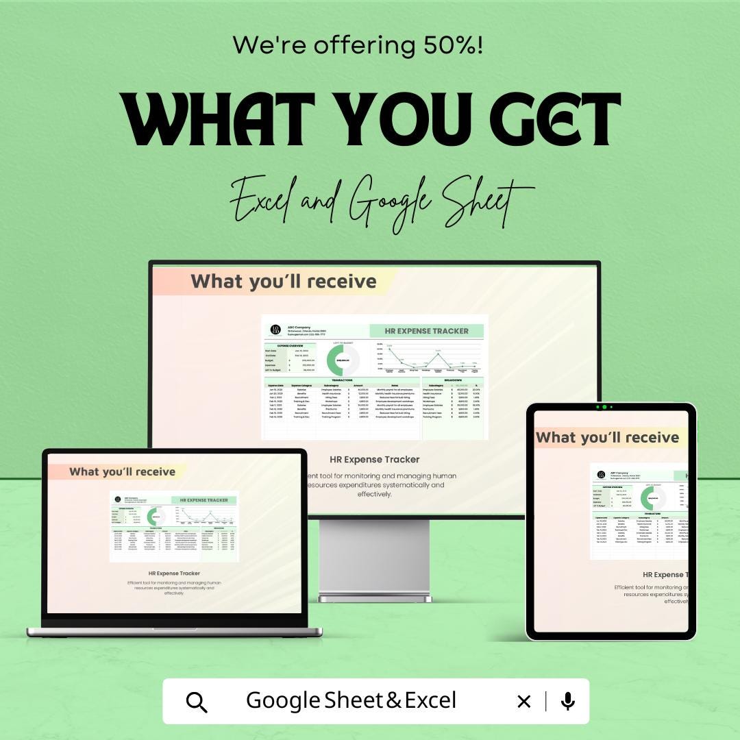 HR Expense Tracker Sheet | Budget Tracker | HR Expense Management | Excel & Google Sheet | HR Budget Planning Tool | Financial Tracker