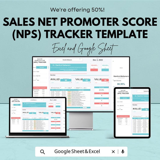Sales Net Promoter Score Tracker Template | NPS Tracker Spreadsheet | Customer Satisfaction Tracker | Excel and Google Sheet NPS Template |
