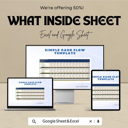 Simple Cash Flow Template Excel & Google Sheets, Monthly Cash Flow Tracker, Small Business Budget Spreadsheet, Income Expense Tracker