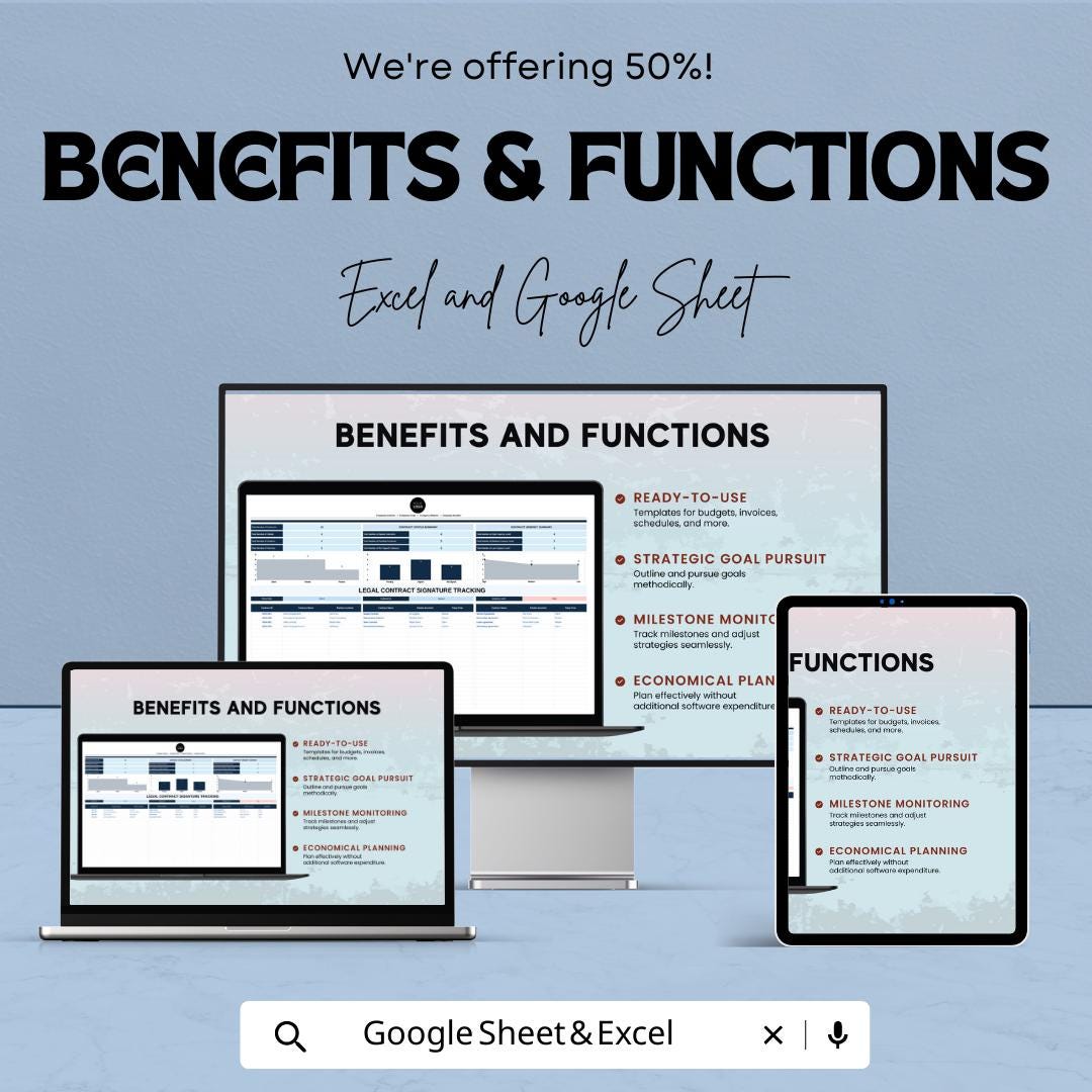 Legal Contract Signature Tracking Template | Contract Signature Tracker | Agreement Signing Log | Excel & Google Sheets
