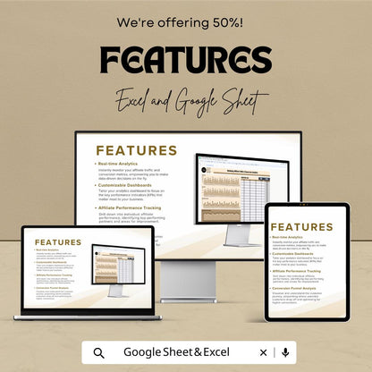 Marketing Affiliate Traffic & Conversion Analytics Template | Affiliate Dashboard | Conversion Tracker | Marketing KPI Template