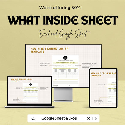 New Hire Training Log HR Template | Employee Onboarding Tracker | Training Log Spreadsheet | Excel & Google Sheets