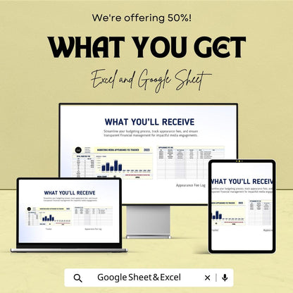 Marketing Media Appearance Fee Tracker Template | Media Engagement Log | Monthly Fee Tracker