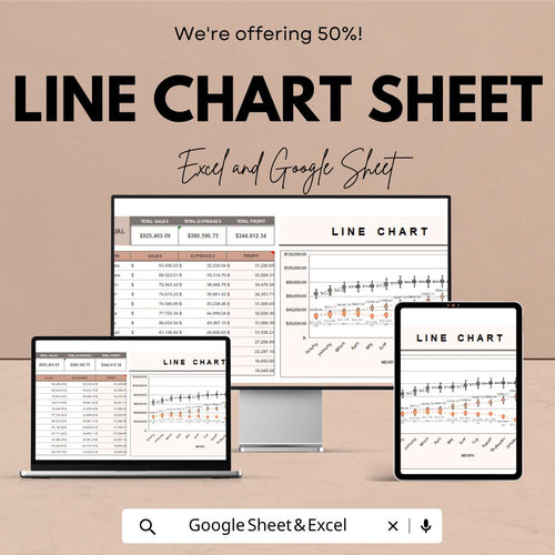 Dynamic Line Chart Sheet - Google Sheet | Visual Data Insights | Trend Analysis, Financial Chart Template, Sales Chart, Profit Tracker