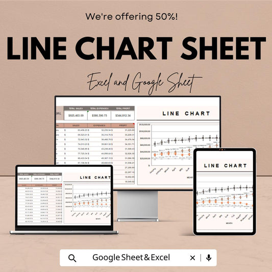 Dynamic Line Chart Sheet - Google Sheet | Visual Data Insights | Trend Analysis, Financial Chart Template, Sales Chart, Profit Tracker