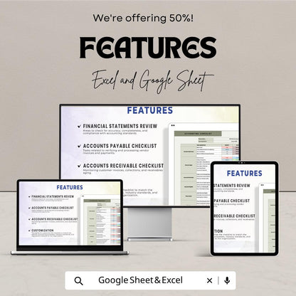 Accounting Checklist Template | Financial Tasks Tracker | Monthly Accounting Checklist | Business Finance Template