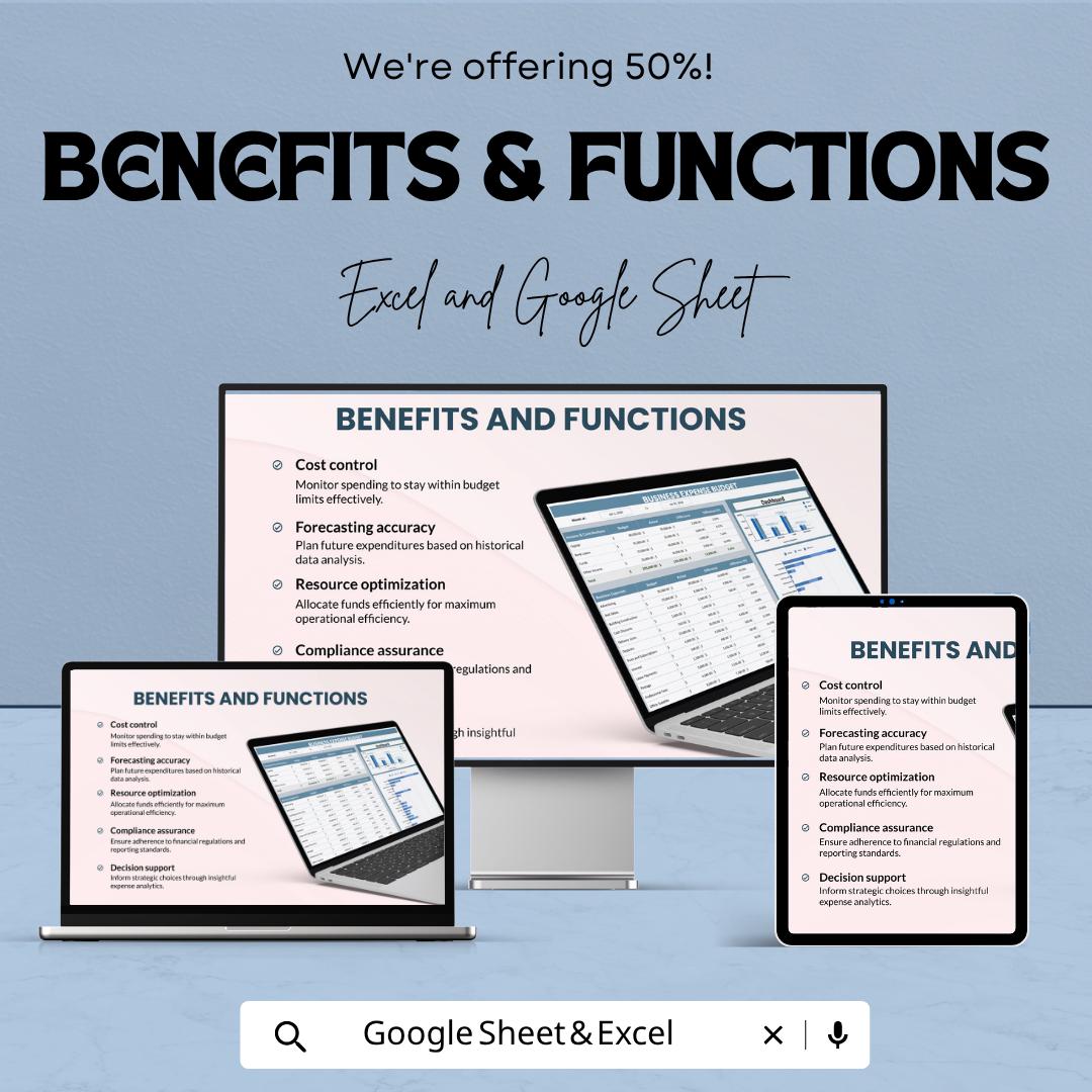 Business Expense Budget Template | Expense Tracker | Budget Spreadsheet | Small Business Finance Planner | Cost Tracker Dashboard